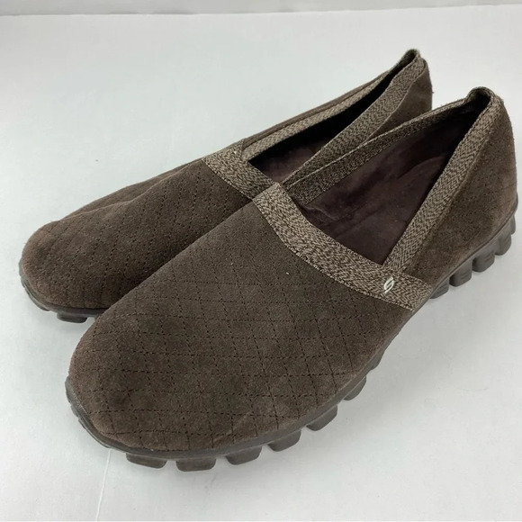 Skechers Womens 11 Brown Quilted Microsuede Slip On Loafers Shoes - Picture 3 of 6